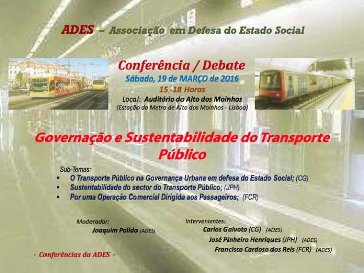 Conferência/Debate "Governação e Sustentabilidade do Transporte Público"